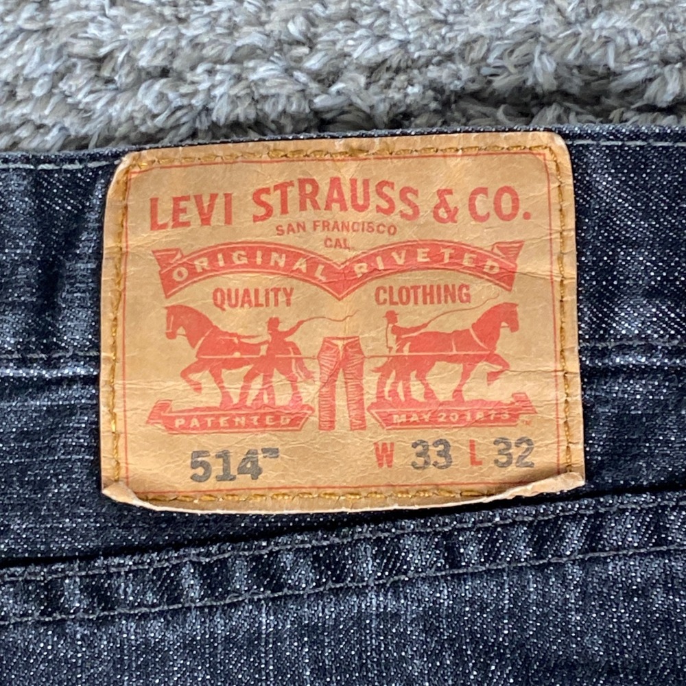 Levi 514 Jeans Mens 34x32 Black Denim Straight Fit Classic Casual Cotton Pant - Picture 7 of 9